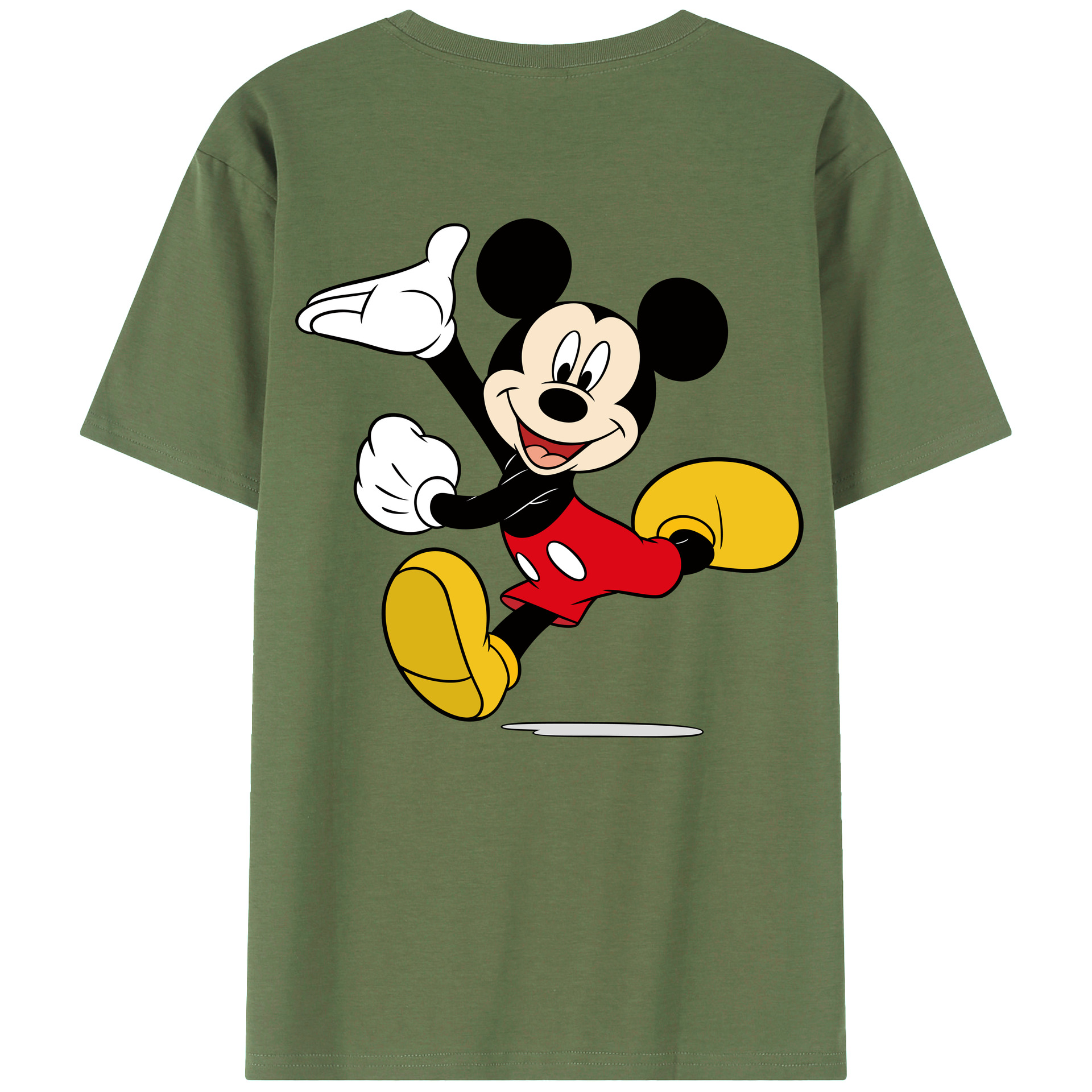 ミッキーマウス Mickey Mouse 綿100％ メンズ半袖Tシャツ（バックプリント） 通気性